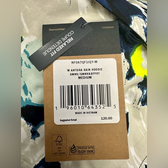 THE NORTH FACE Womans Antora Rain Hoodie Summit Navy Summit Navy Abstract Floral - Picture 4 of 9